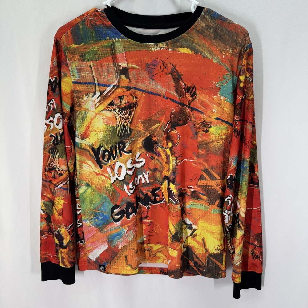 Akademiks Shirt Boys Large 14-16 Basketball Graphic Long Sleeve Crew Jersey